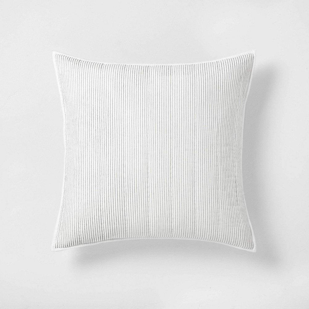 Euro Microstripe Pillow Sham Cream/Gray - - Hearth & Hand Magnolia, Target